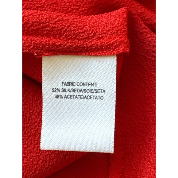 90s Y2K Derek Lam 10 Crosby Silk Blend Going Out Top Sz 2 Red Handkerchief Hem - Picture 10 of 14